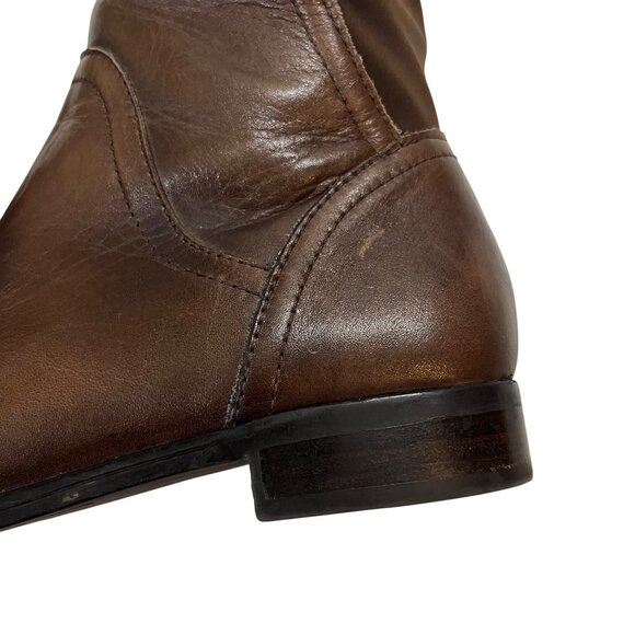 Franco Sarto boots women's 6 brown leather Marielle round toe side zip - Picture 2 of 13